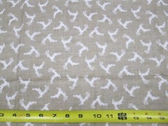 SCANDI 4 DEER SCATTER TAN BACKGROUND 100% COTTON 1 REMNANT PIECE 44″ W X 30″ L