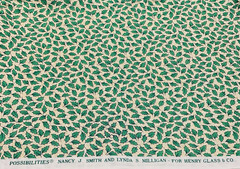 Vtg Possibilities Green Holly Leaf Fabric By Smith & Milligan Henry Glass 1+ Yds