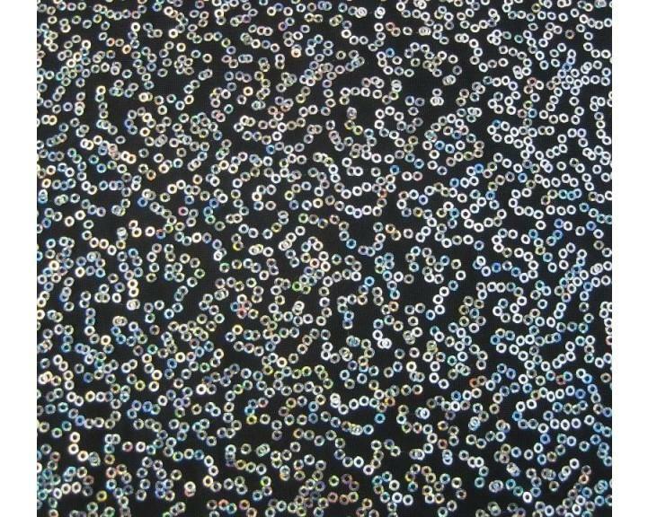Luxury Sequin Dance Wear Stretch Fabric Material – BLACK SILVER