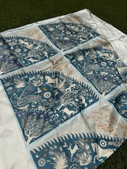 Deadstock Herms 100% Silk Twill Fabric Panel 16”x44” Scarf Logo