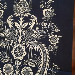 Peacock Floral Batik Fabric Chinese Indigo Cotton Y2K from Shanghai Museum 57×35