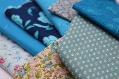 Scrap Piece Quilting Cotton Sewing Fabric TEAL BLUE Hues 8 Different Patterns