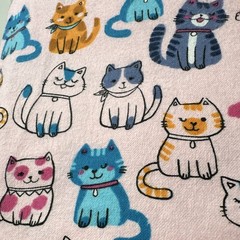 Jo-Ann Cotton Flannel Fabric Cats Print Pink Multicolor 2 yds