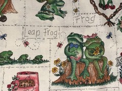 By 1/2 Yd Vintage Frog Dianna Marcum Froggy Went a Courtin Cotton Fabric Marcus