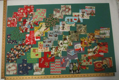 Cotton Quilt Craft Fabric Squares 3 1/2″ Lot of 64 All Christmas Winter Prints