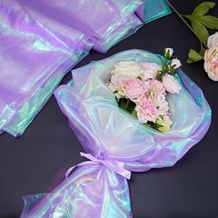 Ganeen 11 Yards Iridescent Fabric Organza Fabric Sheer 59 Inches Light Purple
