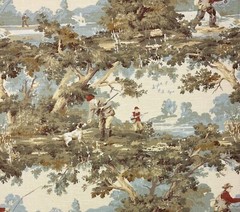 COVINGTON AVONDALE 107 VINTAGE HUNTING FISHING TOILE LINEN FABRIC BY YARD 54″W