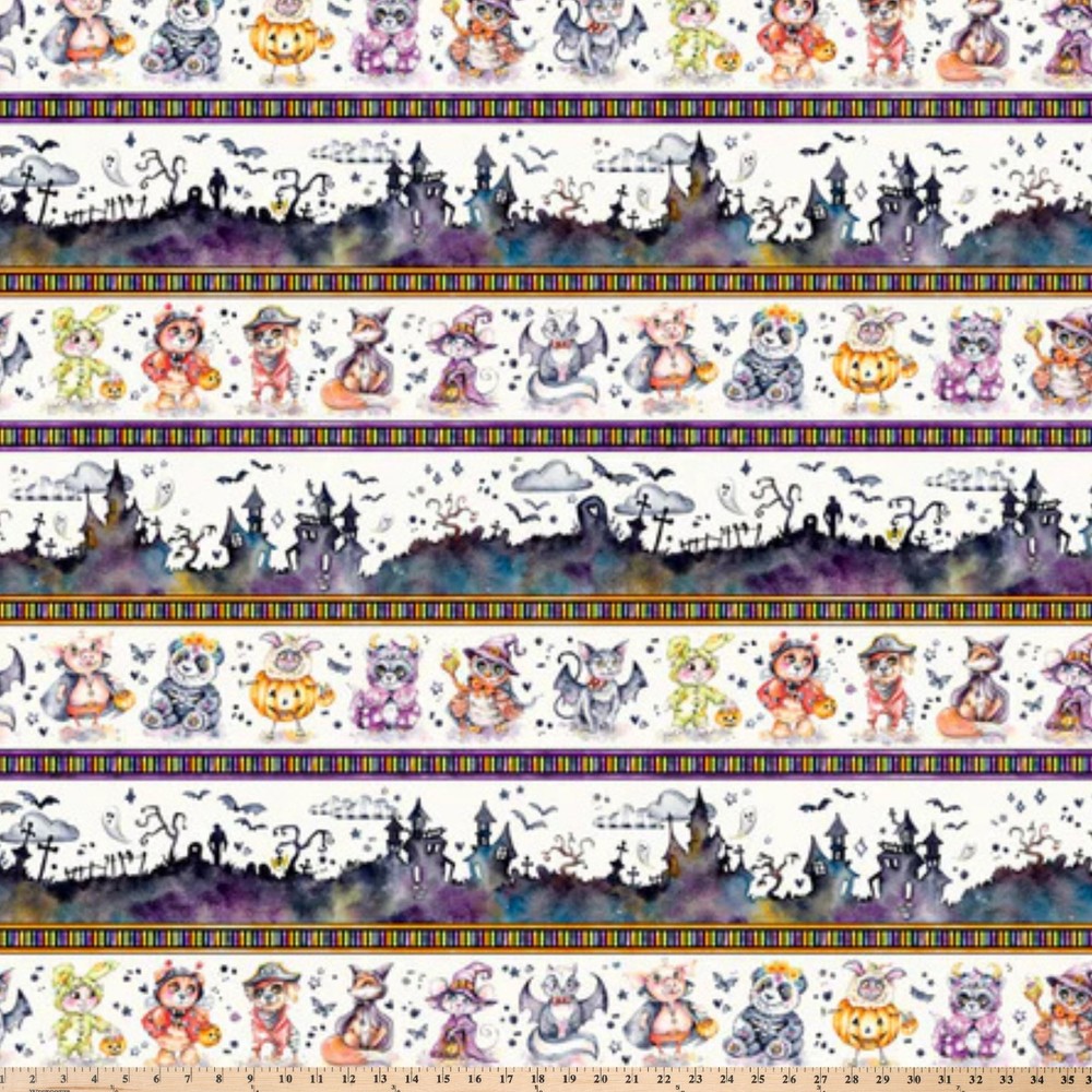 Little Darlings Halloween Repeating Stripe 6183W Fabric half yd cont cuts