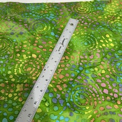 Bright Green Batik Fabric Quilting Cotton Multi Color Swirls 22″ X 42″