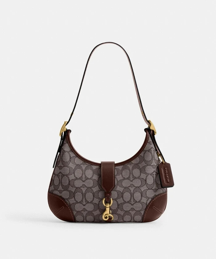 Hobo Bag In Signature Jacquard Oak Maple CBF16 Outlet