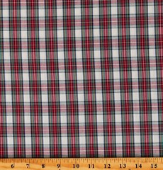 Cotton Blend Red Blue Green and White Plaid Shirting Fabric by the Yard D157.51