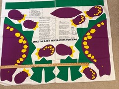 Vtg Cut N Sew Spike the Baby Triceratops Canvas Fabric Tote Bag Princess Fabrics