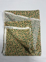 BUNDLED BUDDIES by SSI Green Holly Vines Red Berries on Gold Fabric 108in x 44in