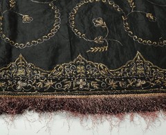 Sushila Vintage Black HEAVY Scrap Dupatta Pure Silk Handmade Zari Work LongStole