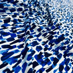 Abstract Watercolor Blue print Nylon Spandex Fabric Stretch by the Yard Swimwear