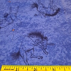 Yehaw Blue Cotton Fabric 1 Yd Maywood Studio Cowboys Rodeo Horses Quilting