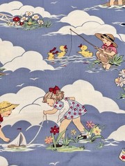 Vintage Michael Miller WATER PLAY-1 Cotton Fabric 2+YDS x44” Blue Patt # C-224