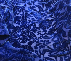 Sapphire Blue Floral – Hand Dyed Burnout Silk Velvet