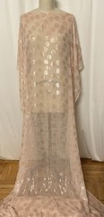 Blush Pink Pure Silk Chiffon Fil Coupe Satin Polka Dot Fabric By The Yard 44″ W