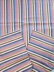 30s 40s Striped Red Blue Yellow Ivory Maroon Cotton Fabric 31″w X 1.5yds Vtg