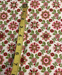 VTG `40-60 Pennsylvania Dutch Cheater Pink Green on White 36″ Wide 36″x12 ½ “