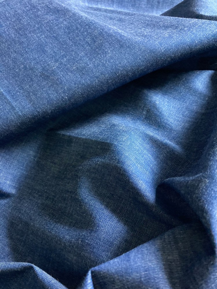9oz Medium Wash Indigo Cotton Chambray Denim Midweight 63.5″ Wide 4 Yards Fabric