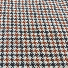 Vintage Cashmere Brown & Orange Houndstooth Wool Fabric 2.5 yd 60″ W Medium