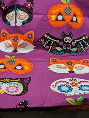 Halloween Masks New Fabric “Day of the Dead” Colorful Purple Cotton Approx 2 Yds
