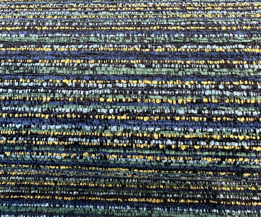 Hollywood Stripe Aquamarine Valdese Chenille Upholstery Fabric By The Yard