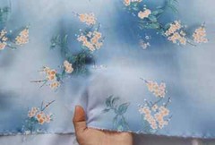 55” Wide By Yards Blue Floral Rayon Viscose Fabric For Dress Shirt Sewing