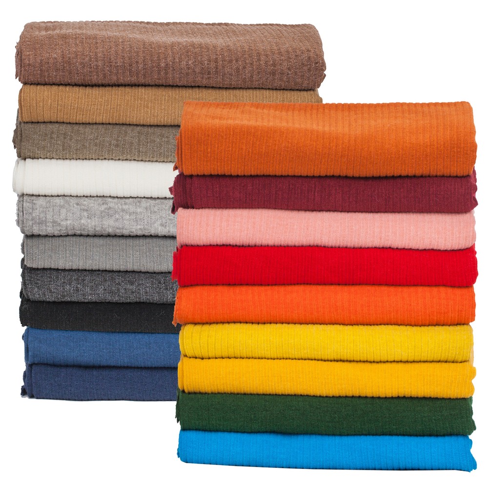 Jersey Fabric Rib Knit 4×2 Ribbed Dressmaking Stretch Material 19 Fashion Colors