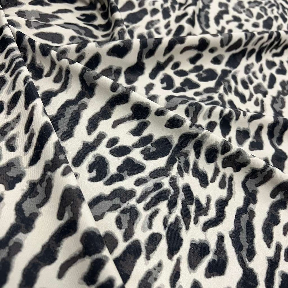 Black & White Animal Print Leopard Stretch Spandex Fabric by Yard for Swimwear