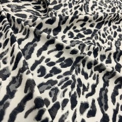 Black & White Animal Print Leopard Stretch Spandex Fabric by Yard for Swimwear