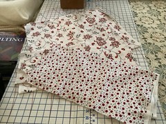 White, Red and Black Fabric Lot, 3 Pieces