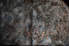 GOLD METALLIC DESIGN ON DISTRESSED GREEN 100% COTTON FABRIC 45X44 INCHES