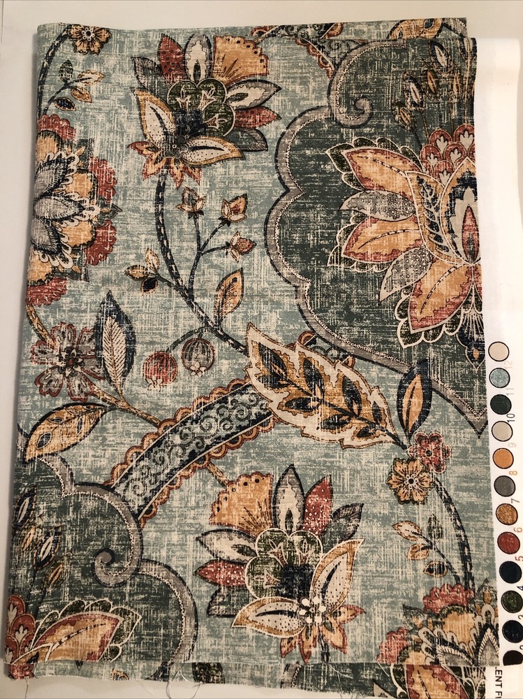 P Kaufmann Fabric Floral Green Gold 1 Yard Uncut Piece Kaufman NEW