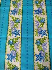 BTFQ Fabric Island Delight by FreeSpirit Beach Tropical Starfish Blue Stripe