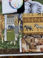 Lot Cotton Fabric Quilt Panel Cranston African Serengeti Safari Animal Patchwork
