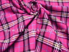 Plaid Scottish Tartan Woven Cotton Fabric Material Kilts Skirts Magenta Pink