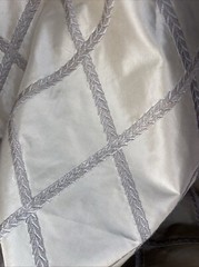 100% SILK TAFFETA EMBROIDERED DRAPERY HOME DECOR Taupe 2.5 Yd