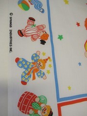 Spring Industries ” Clown” ALLOVER COTTON Fabric Panel 12 BLOCKS VTG RARE NEW