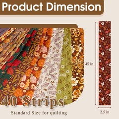 Fall Jelly Roll Fabric PreCut Cotton Strips Quilting 2.5×45″ 40 Pcs Floral