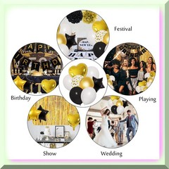 Black and Gold Birthday Party Decorations Set