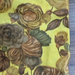 Vintage MCM 50s 60s Golden Yellow Floral Silk Fabric 2 yards + 6″ L x 36″W