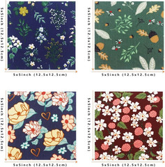 Cotton Charm Packs 42 Pieces 5×5 Inch Dark Floral Fabric Squares for Quilting