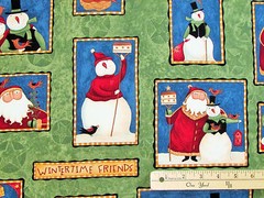 Wintertime Snowman Friends Grn Christmas Teresa Kogut Fabric 23″ Repeat #26989