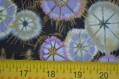 By 1/2 Yd, Green Lavender Metallic-Gold Black Cotton, Benartex/Nedelstern, M8263
