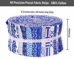 Soimoi 40Pcs Japanese Sashiko Print Cotton Precut Fabrics for Quilting Craft …