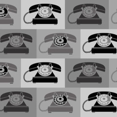 Ring Ring Vintage Telephone Grey – Paintbrush Studio Cotton Fabrics