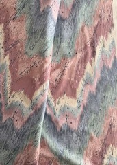 VTG 80s Stanley King Chevron Flame Fabric Screen Print Blue Pink Green 56 X 82
